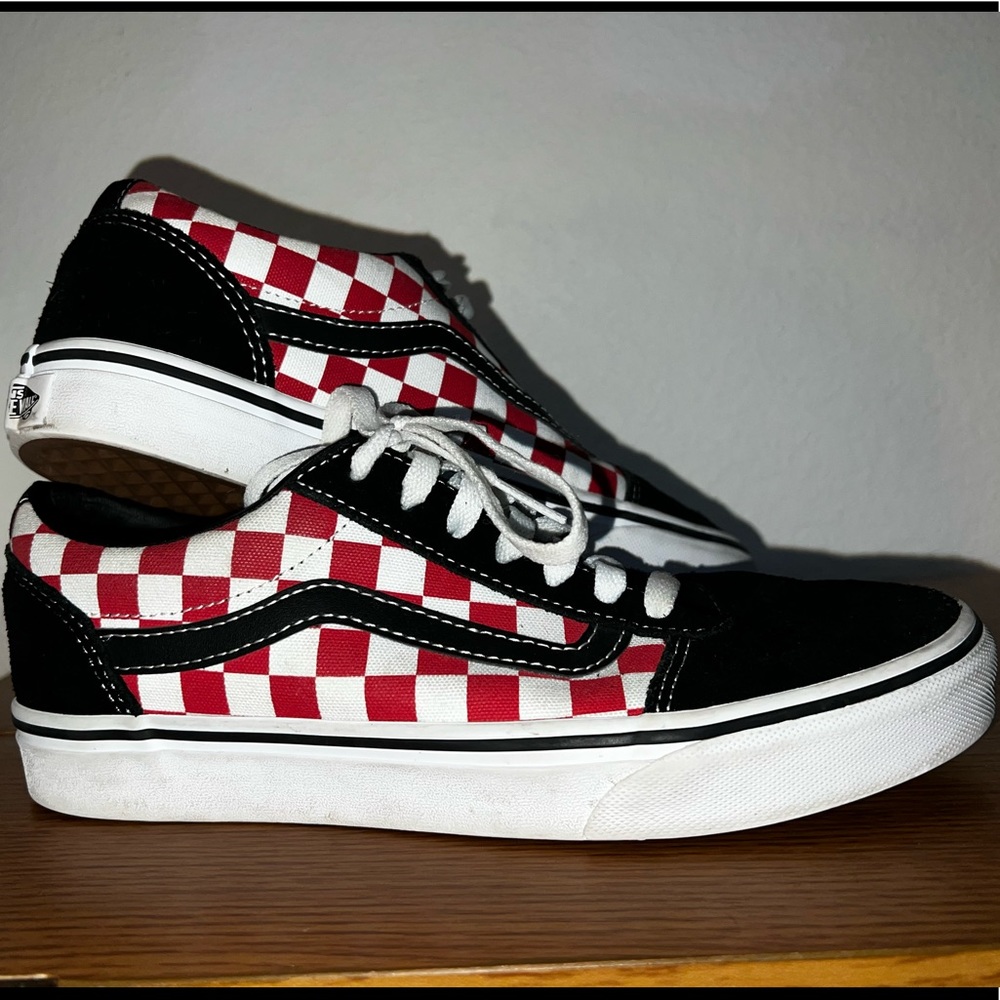 Mens Red & Black Old Skool Checkered Vans